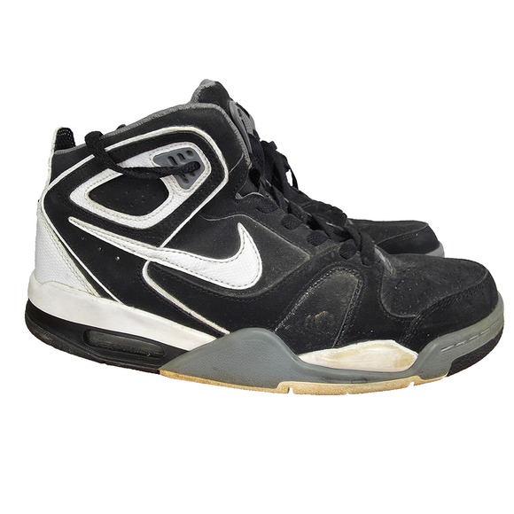 Nike Air Flight Falcon Basketball Shoes Mens 9 Black Mid Top Sneakers  397204-012